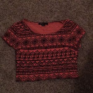 NWOT pink tribal crop top